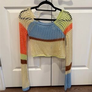 Urban Outfitters Blue and Green Crochet Top